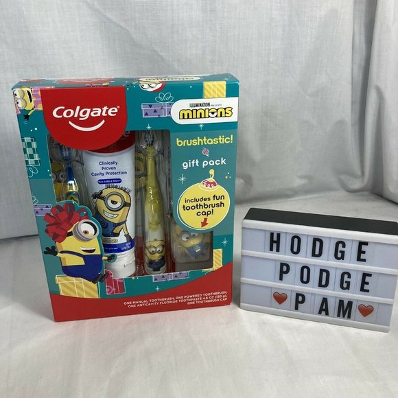 Colgate Kids Minions 2 Toothbrushes Toothpaste Gift Set Brushtastic Power Manual - Picture 8 of 9